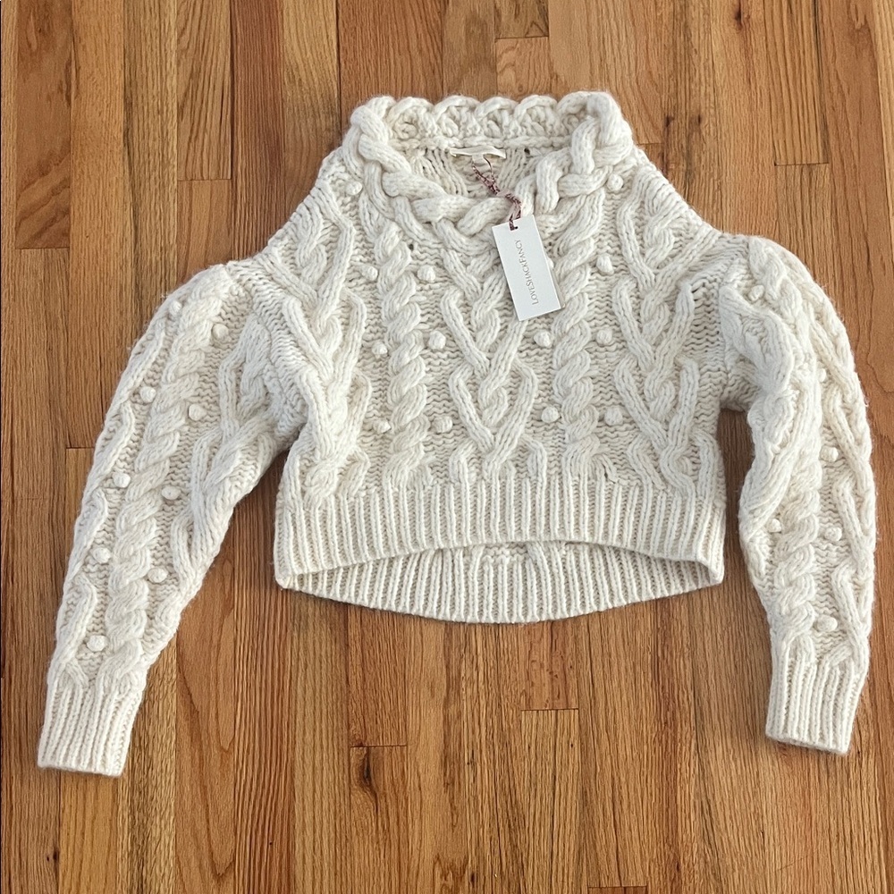 LOVESHACKFANCY NWT GALIONA SWEATER baby alpaca size M - Picture 2 of 7